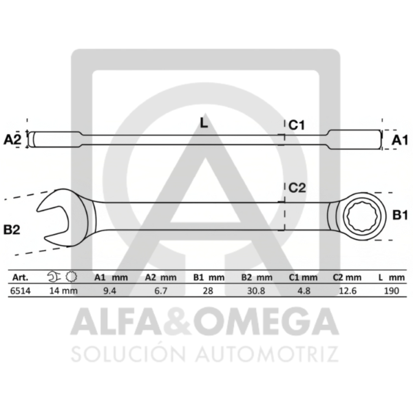 BGS 6514 Llave combinada con carraca 14 mm