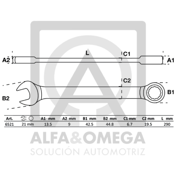 BGS 6521 Llave combinada con carraca 21 mm