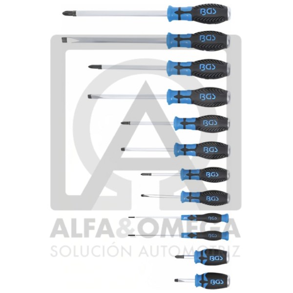 BGS 7896 Juego de destornilladores 6,3 mm (1/4") cuadrado interior 12 piezas