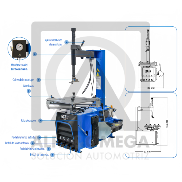 BGS 845830-MX DESMONTADORA DE LLANTAS 10" A 24" CON TURBOINFLADO INTEGRADO